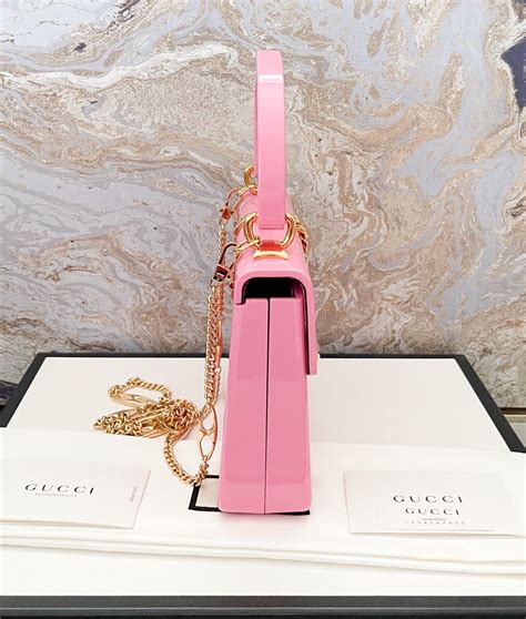 Gucci Pink Acrylic Sylvie 1969 Top Handle Bag 